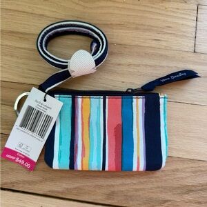 Vera Bradley zip ID and lanyard in cabana stripe